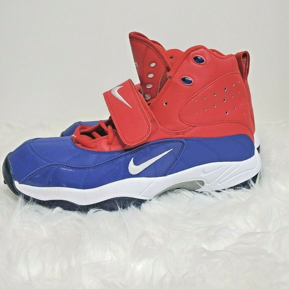 New NIKE‎ AIR Zoom Pro Shark Lineman Football Cleats Red White Blue USA Sz 17 - Picture 1 of 7